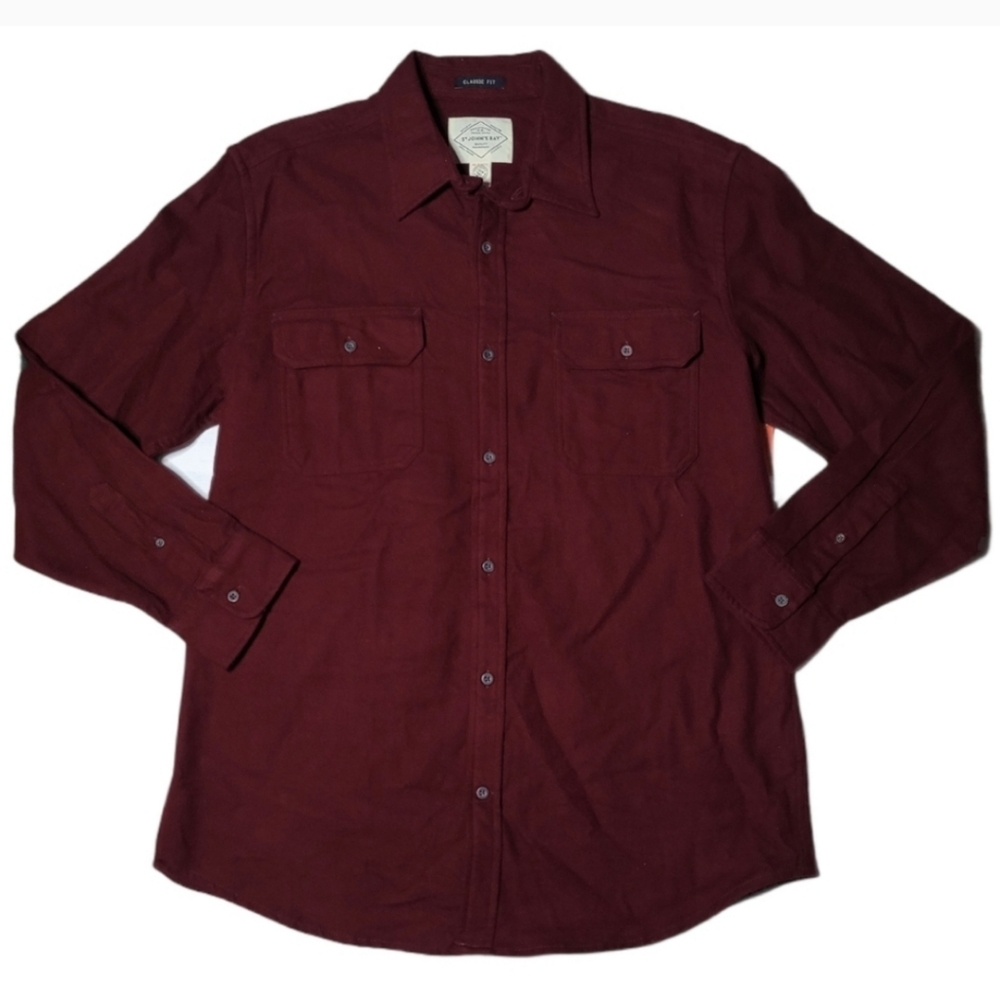 St. John's Bay Mens Burgundy Classic Fit Flannel